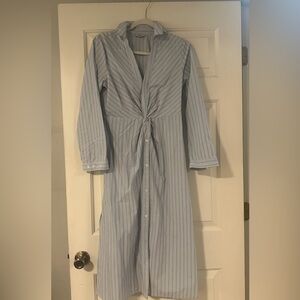 Rails Blue Pinstrioe Long Sleeve Midi Dress